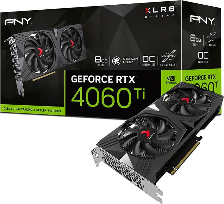 Image du produit PNY GEFORCE RTX 4060 Ti 8GB XLR8 Gaming VERTO Overclocked Dual Fan Edition DLSS (8 Go)