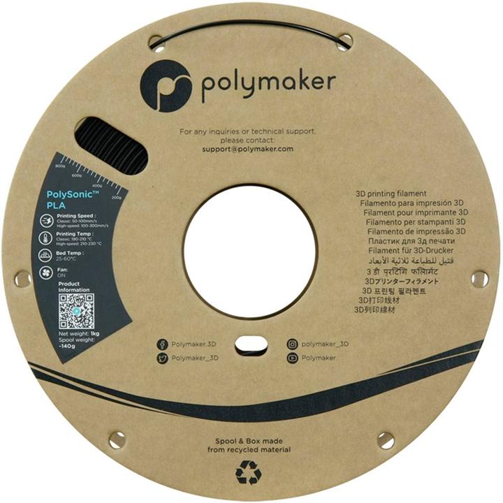 Produktbild Polymaker PolySonic High Speed PLA (PLA, 1.75 mm, 1000 g, Schwarz)