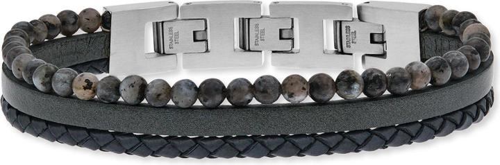 Produktbild Save Brave Armband SBB-TYLER-GR Herren (18.50 cm, Edelstahl, Leder, Stein)