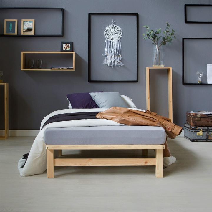 Image du produit Jamb Lit en bois de palette 90x200cm bois massif blanc (90 x 200 cm)