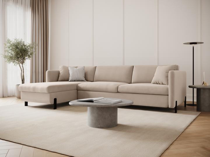 Actual product image Micadoni Velvet Left Corner Sofa With Bed Function, "Gloria", 4 Seats, 260x170x80Made in Europe (Corner sofa)