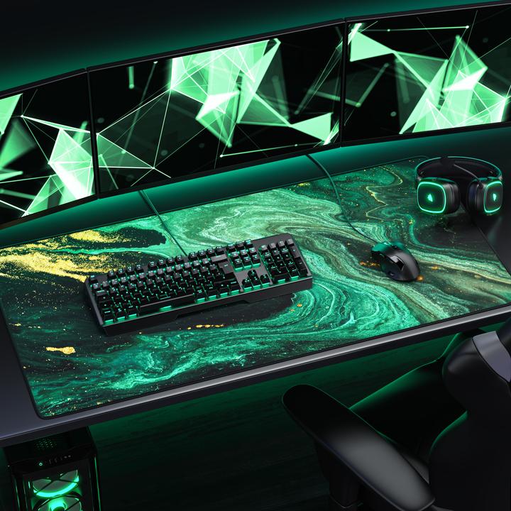 Actual product image Titanwolf Gaming mouse pad, 1200 x 600mm XXXL speed gaming mouse mat, extra-large surface, marble green (XXL)