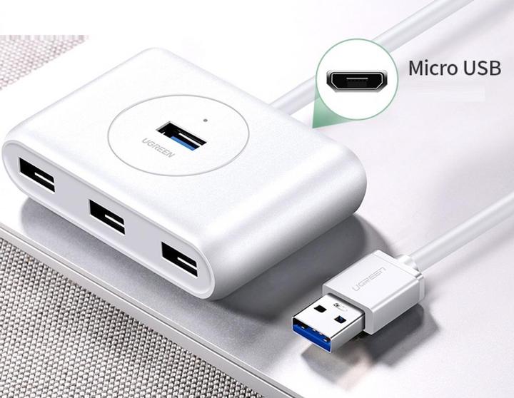 Produktbild Ugreen 4-Port USB Hub mit 4x USB 3.0 Anschlüssen (USB-A, 4 Ports)