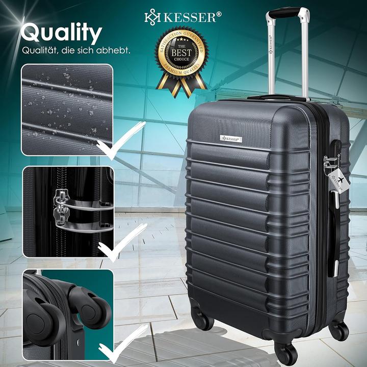 Actual product image Kesser 4-teiliges ABS-Hartschalenkofferset (120 l, Hand luggage (up to 50 litres), M (50 - 90l), XL (from 140l))