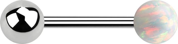 Image du produit Star Piercing Barbell argent avec boule et boule opale blanche (sans laiton, Acier chirurgical 316L)