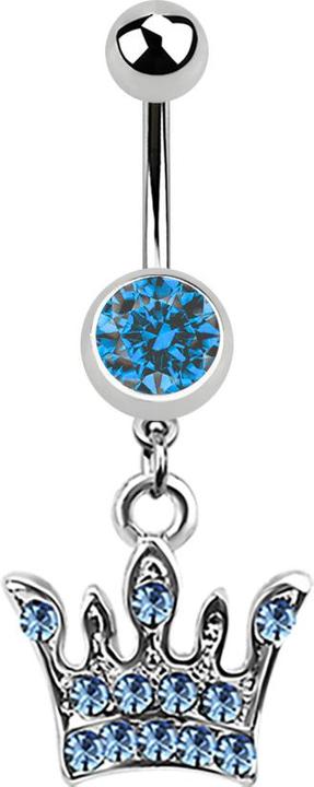 Image du produit Star Piercing Banane argent avec pendentif couronne bleu clair (Acier chirurgical 316L, sans laiton)