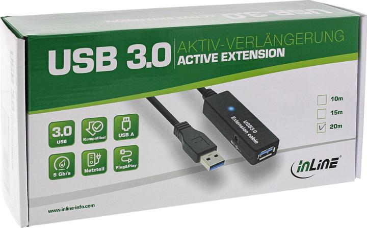 Immagine prodotto InLine Estensione attiva USB 3.0 da spina A a presa A 15m (15 m, USB 3.0)