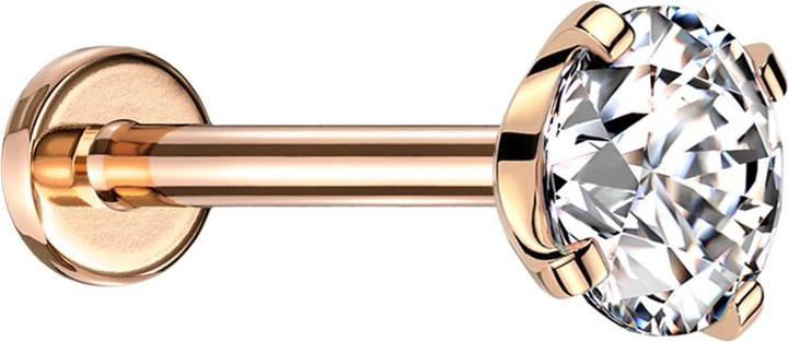 Produktbild Star Piercing Micro Threadless Labret rosegold mit Kristall silber gefasst (Chirurgenstahl 316L, ohne Messing)