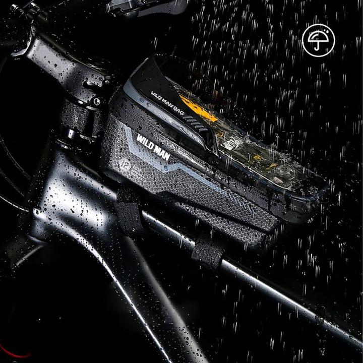 Actual product image Wildman Bicycle accessory traveling bag for bike frame with zipper 1L (4 "- 7") ES12 black (1 l, Frame bag)