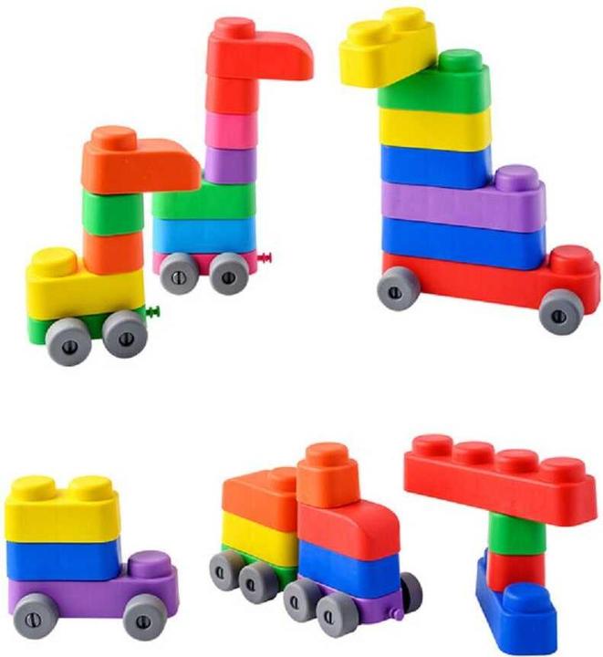 Produktbild Montessori Spielzeug, Lernspielzeug, weiche Blöcke und Räder – 15 Blöcke und 12 Räder
