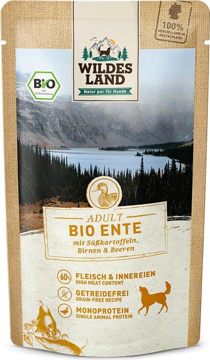 Immagine prodotto Wildes Land Cibo umido Anatra con patate dolci, pere e bacche 125 g (Adulto, 1 pz., 300 g)