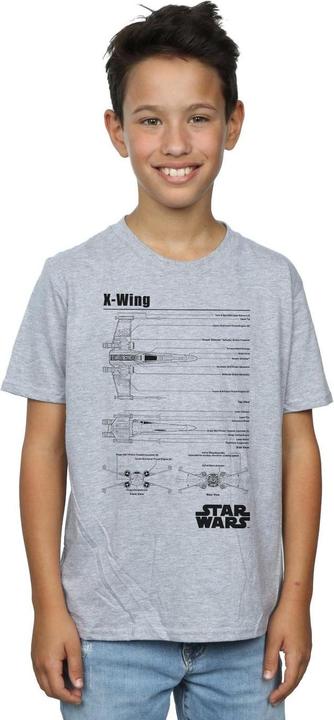 Immagine prodotto Star Wars X-Wing Blueprint Maglietta Ragazzi (140, 146)
