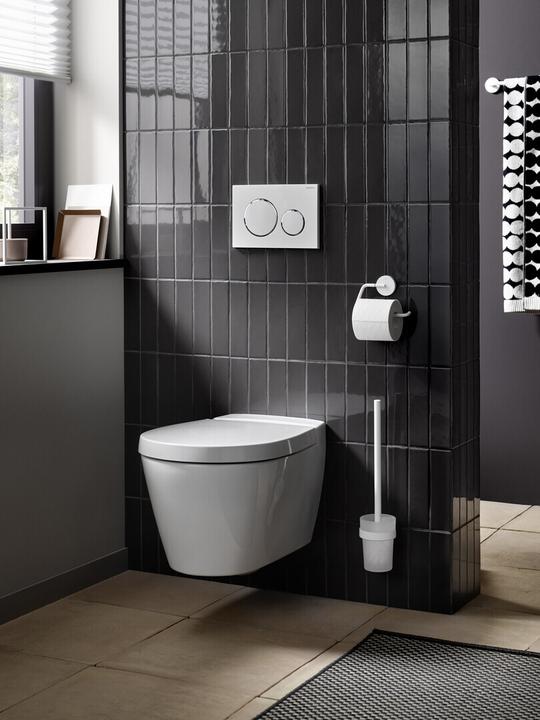 Produktbild Emco Toilettenbürstengarnitur ROUND Wdmod. Beh Kr-Gl satiniert schwarz