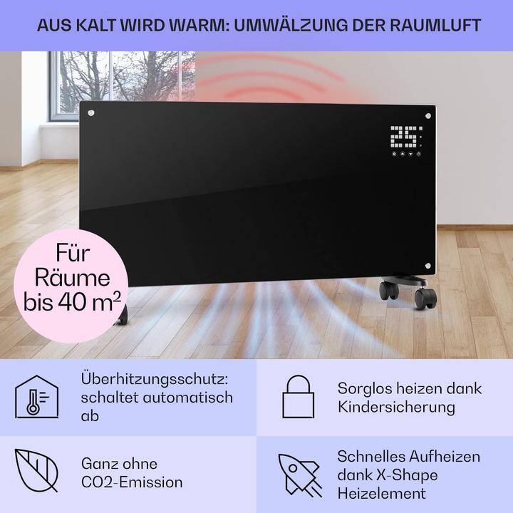 Produktbild Klarstein Elektroheizung, Schwarz, Bornholm - 40 m2 (2000 W)
