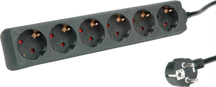Roline ciabatta a 6 vie senza interruttore nero 3m (6 x, CEE 7/3, 3 m)