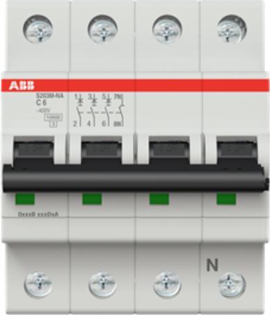 Immagine prodotto ABB S203M-B10NA Interruttore automatico B-Char.,10kA,10A,3P,+N A S203M-B10NA