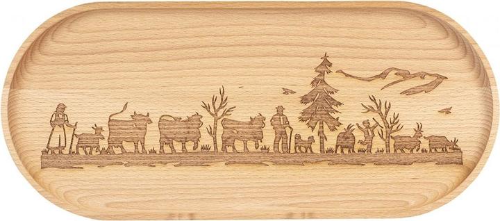 Image du produit Kadastar Holzteller ovalAlpaufzug Familie, gross, Buche, 35 x 15 cm