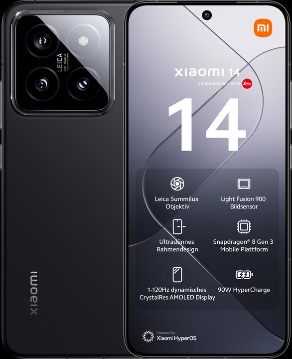 Produktbild Xiaomi 14 (512 GB, Black, 6.36", Dual SIM, 50 Mpx, 5G)