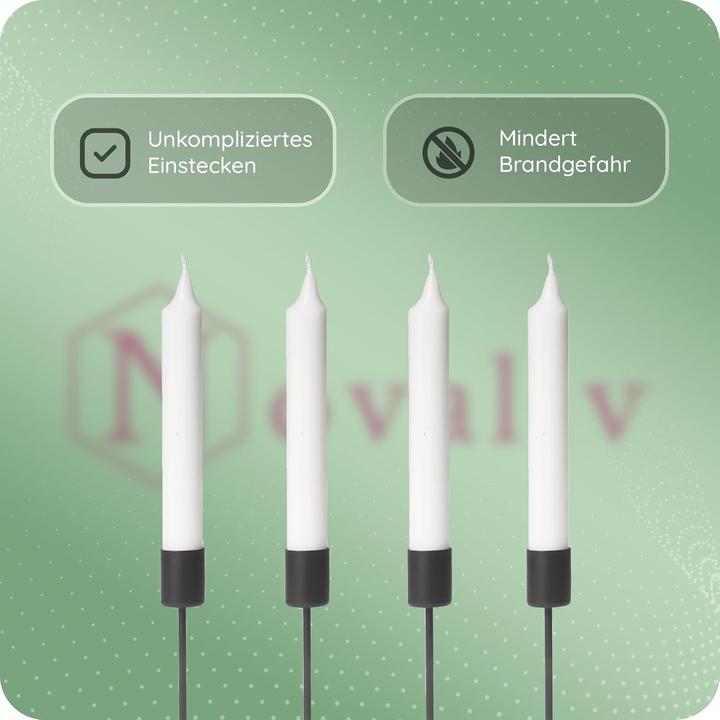Produktbild Novaliv 4x Stabkerzenhalter Schwarz I Kerzenpick 10 x 2,5 cm Kerzenstecker für Stabkerzen I