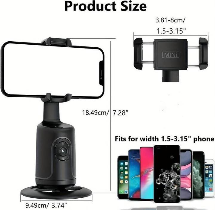 Produktbild PhoneLook Smartphone-Stabilisator für Selfies mit Gesichtsverfolgung, 360-Grad-Drehung und Gestensteuerung