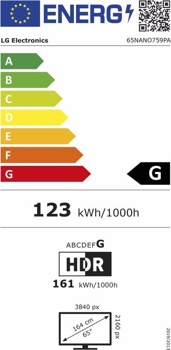 Energy Label LG 65NANO759PA (65", LCD, 4K, 2021)