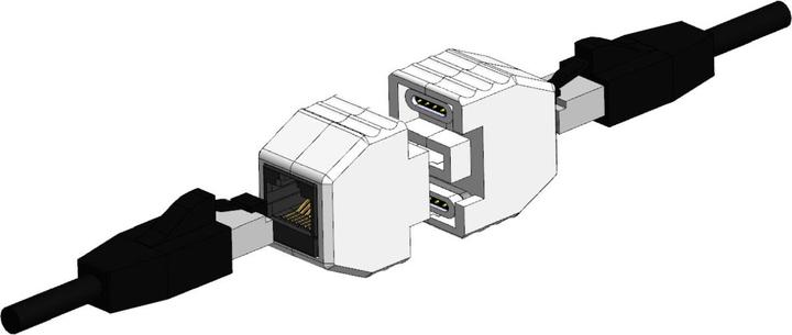 Actual product image Allnet RJ45 magnetic fuse coupling, ejector socket, PoE-capable, up to 10 GBit (Network coupling)