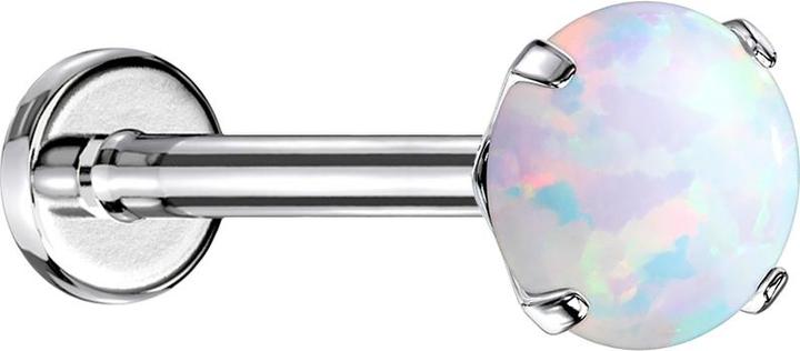 Actual product image Star Piercing Micro Threadless Labret silver Opal white set (Surgical steel 316L)