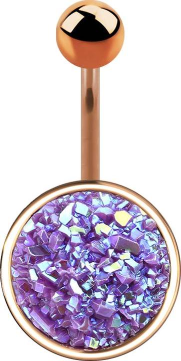 Image du produit Star Piercing Banane or rose avec pierre Druse violette (Acier chirurgical 316L, Laiton)