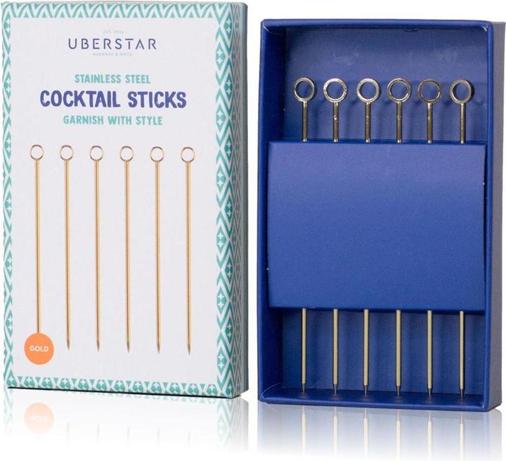 Immagine prodotto Uberstar Set di 6 agitatori da cocktail in oro (Frusta cocktail)