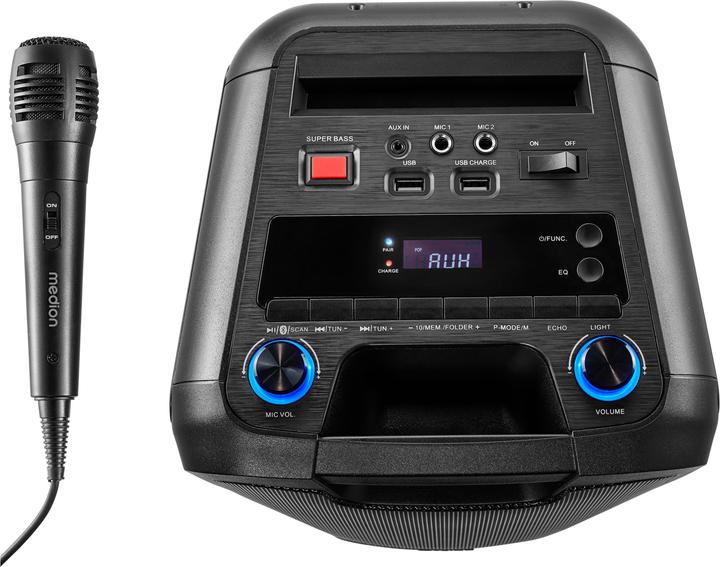 Actual product image Medion MD 44468 Party loudspeaker black (15 h, Electrical connection, Rechargeable battery operated)