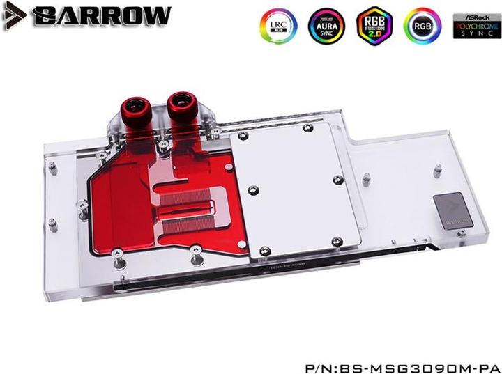 Produktbild Barrow LRC2.0 full coverage GPU Water Block for MSI RTX 3090/80 Trio Aurora RGB - Acryl