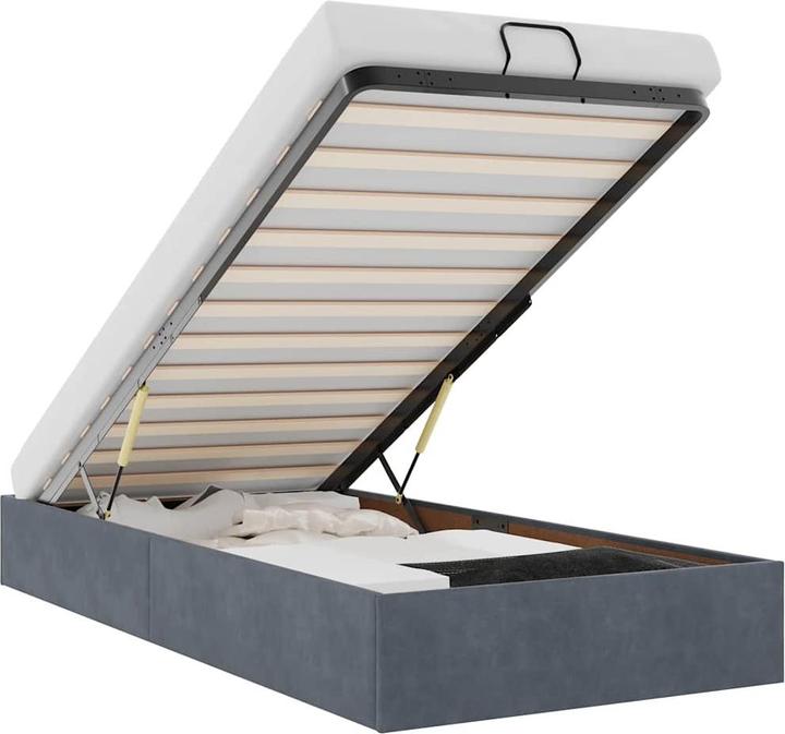 Actual product image VidaXL Ottoman bed without mattress dark grey 90x200 cm velvet (90 x 200 cm)
