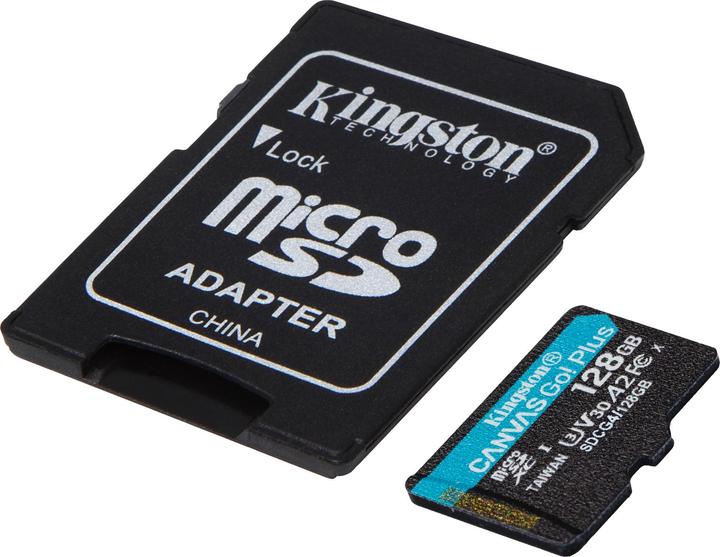 Produktbild Kingston Card Canvas Go Plus MicroSD +ADP 128GB (128 GB, microSDXC, U3, UHS-I)