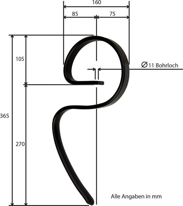 Produktbild Dema Vollmetall Gare Eggenzinken Zinken Federzinken Grubber Egge gebogen 25 x 8 mm (0.37 m)
