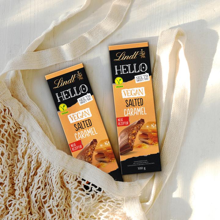 Produktbild Lindt Hello Vegan Salted Caramel Tafel (100 g)