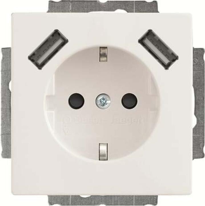 Produktbild Busch-Jaeger Schuko/USB Steckdose 20 EUCB2USB-84 solo Busch-USB-Ladestation studioweiss
