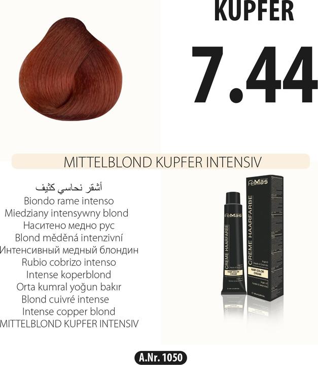 FemMas 7.44) Haarfarbe Mittelblond Kupfer Intensiv 100ml (Kupfer Intensiv)