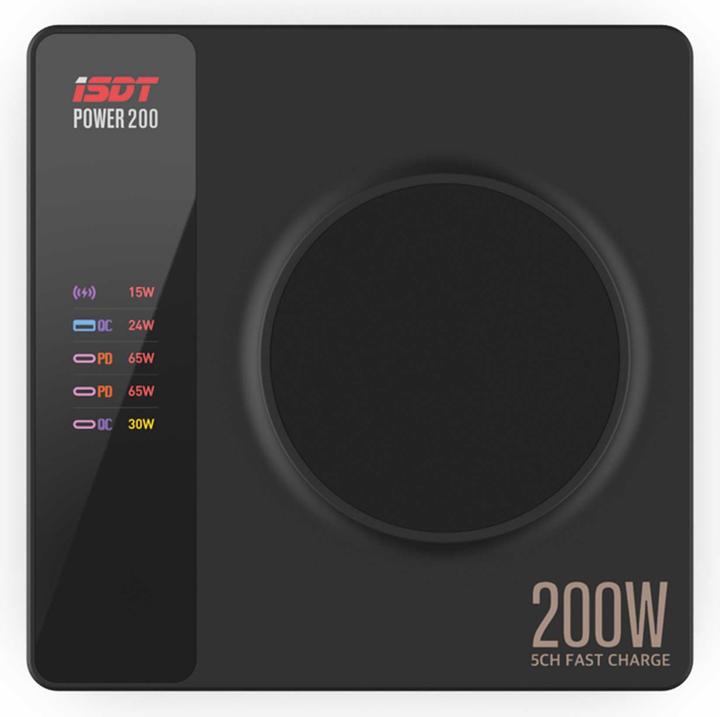Produktbild Isdt Power 200 4+1 3x USB-C 1x USB-A mit wireless Ladefunktion (65 W)