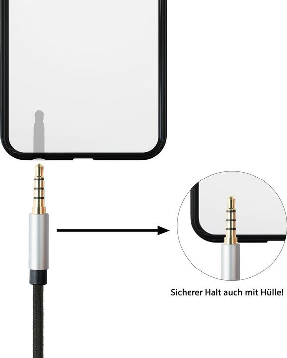 Actual product image Python Audio extension cable High-Quality, 4-pin 3.5 mm jack plug to jack socket, textile jacket (0.50 m, Extension)