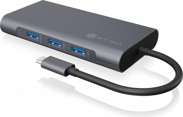 Actual product image Icy Box IB-DK4040-CPD - USB Type-C mini Dock PD (USB-C, 10 Ports)