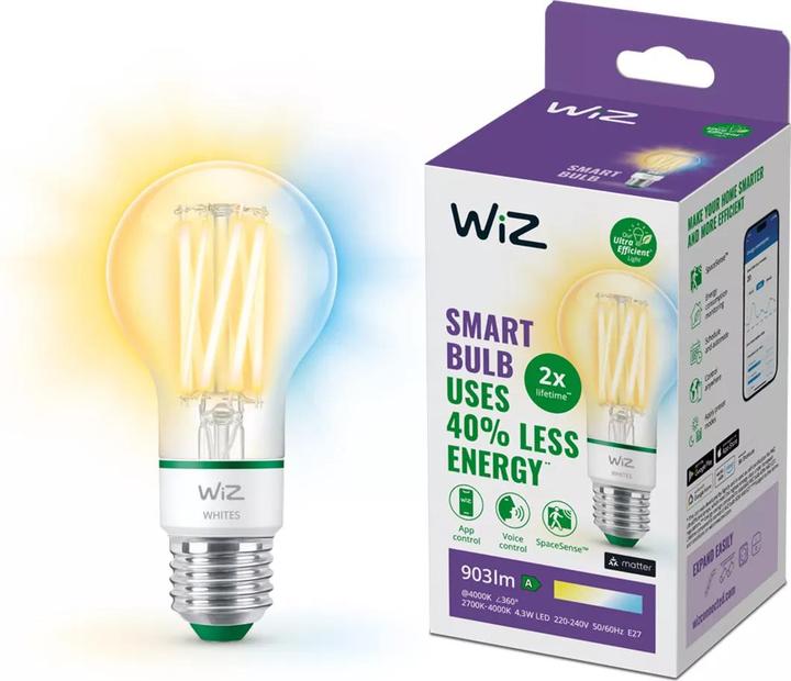 Produktbild WiZ Filament-Lampe (E27, 4.30 W, 903 lm, 1 x, A)