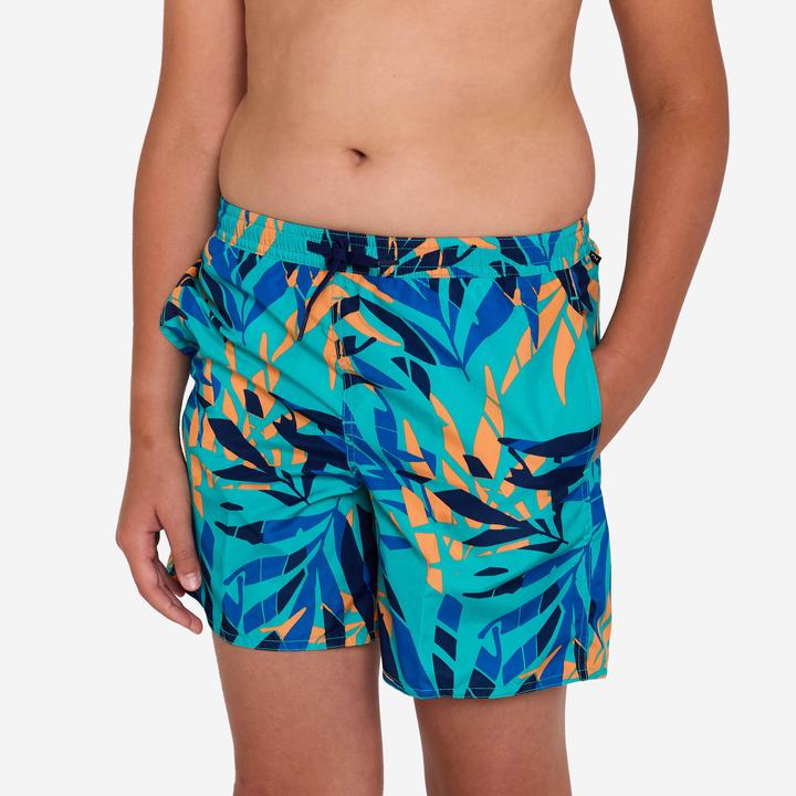 Immagine prodotto Olaian Boardshorts Surfen Jungen mit Taschen 100 Shadow Palm türkis (12, 13, 14)