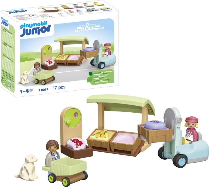 Immagine prodotto Playmobil 71691 Playm. 1.2.3: Bancarella e carrello elevatore per mercato biologico (71691)