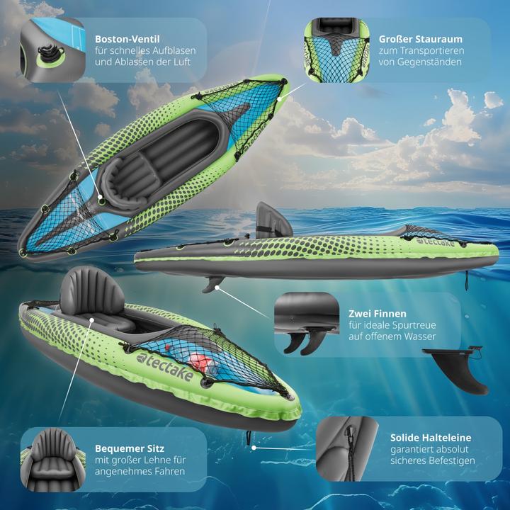Image du produit tectake Kayak gonflable Liberty, kit complet avec sac de transport (1 pers.)