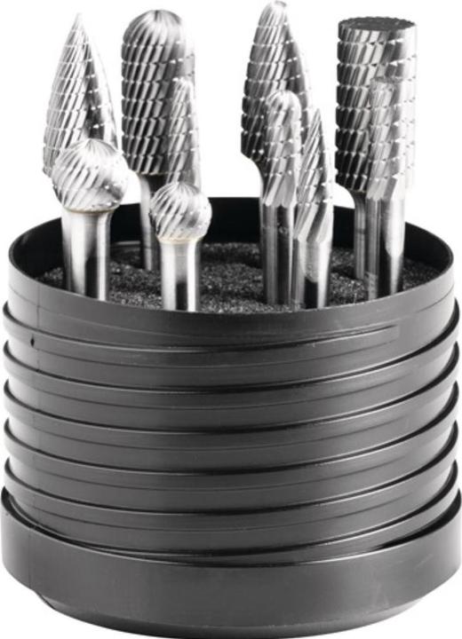 Produktbild Pferd Frässtiftesatz Schaft-Ø 6 mm 10-teilig Hartmetall Verzahnung 3 stabile Kunststoffdose