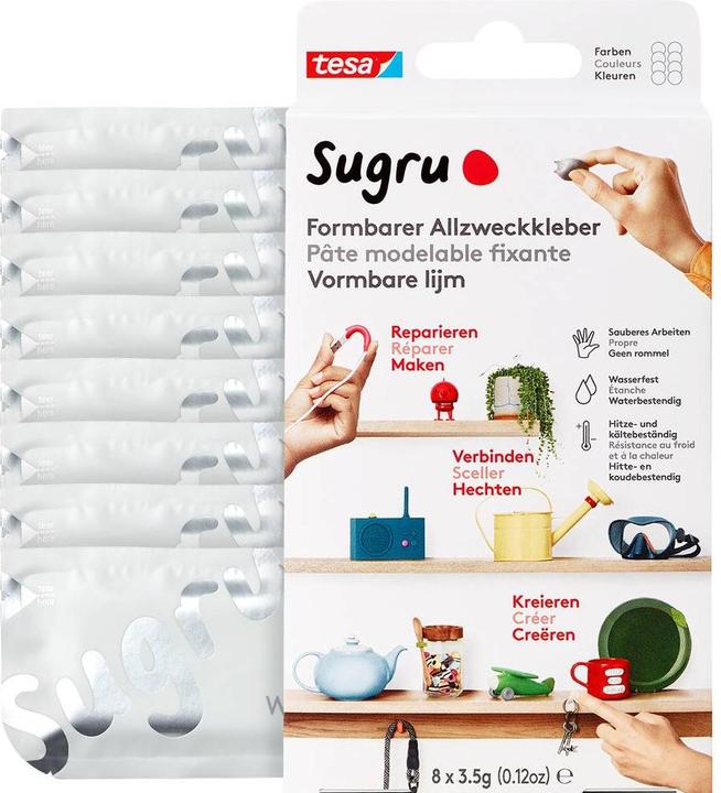 Produktbild Sugru by tesa Sugru 8x Formbarer Allzweckkleber, vielseitige Klebeknete zum Dekorieren, Kleben & Reparieren (28 g)