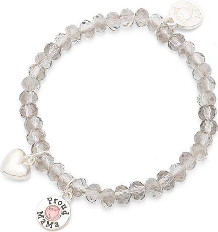 Proud MaMa Bracelet, Charm, Ice/ Rosa (Perles de verre sur bande élastique)