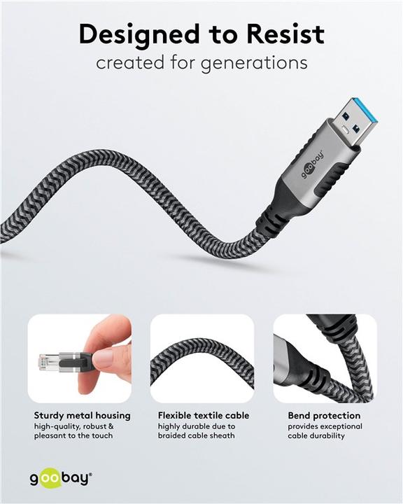 Produktbild Goobay Ethernet-Kabel USB-A auf RJ45, 1,5 m (USB 3.0, RJ45, RJ45 (1x))