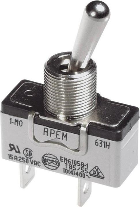 Actual product image APEM SPDT flat lever toggle switch,15A