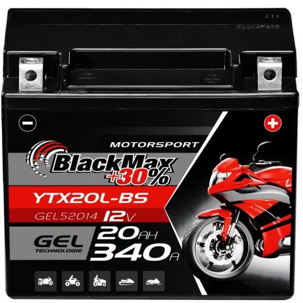 Image du produit BlackMax YTX20L-BS Batterie moto gel CTX20L-BS (DIN 82000) (12 V, 20 Ah, 340 A)